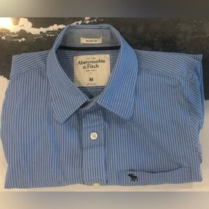 Abercrombie & Fitch Men's Blue Pinstripe Shirt